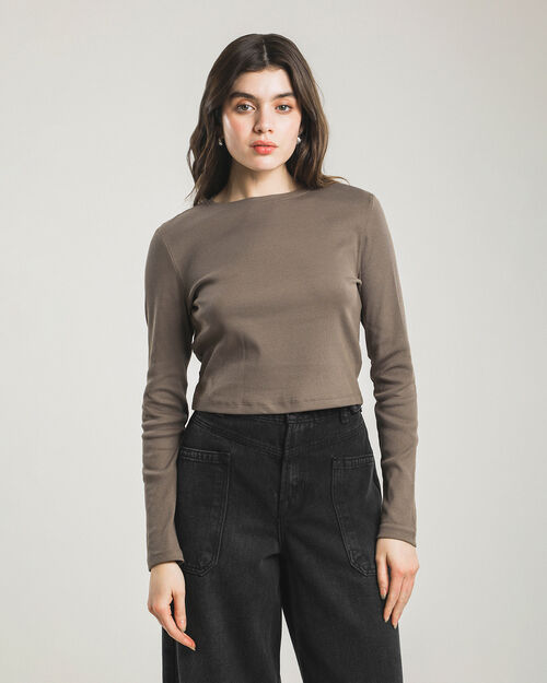 Playera Cropped Manga Larga